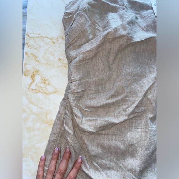 NWT Abercrombie Beige Linen Blend Square-neck Mini Dress - Picture 11 of 15